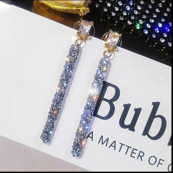 Crystal Tassel Stud Earrings  - Picture 2 of 5